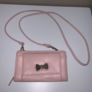 Harrods baby pink clutch bag - with shoulder strap